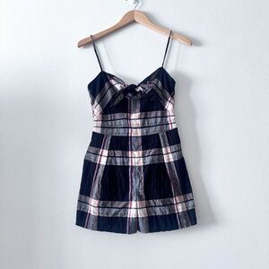 Club Monaco Women's Abani Black Plaid Sleeveless‎ Romper Size 00  Twee Preppy